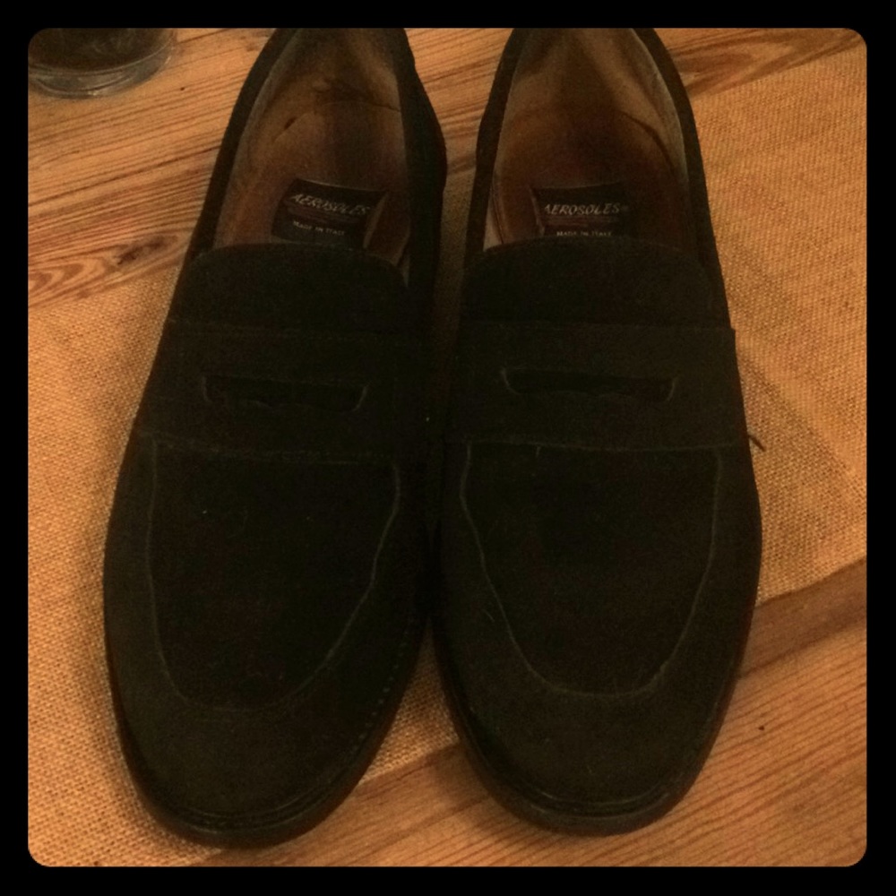 Black Suede Aerosoles Slip On Loafer